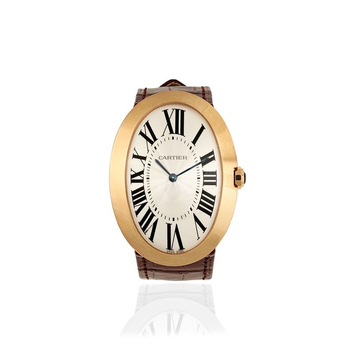 Cartier. An 18K rose gold manual wind oval wristwatch Baignoire Allongée, Ref: 3033, Circa 2010