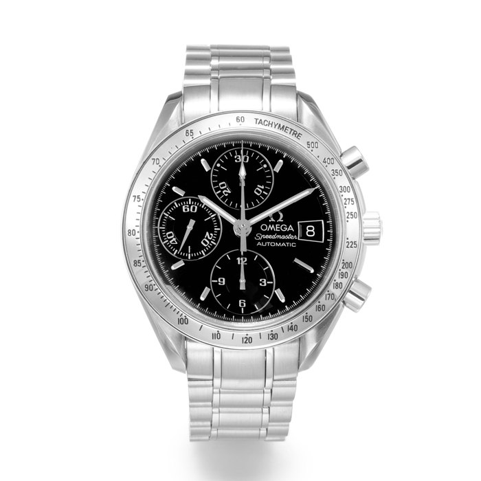 OMEGA/SPEEDMASTER. A STAINLESS STEEL CHRONOGRAPH BRACELET WATCH WITH DATE, CIRCA 2000 Ref. 351350