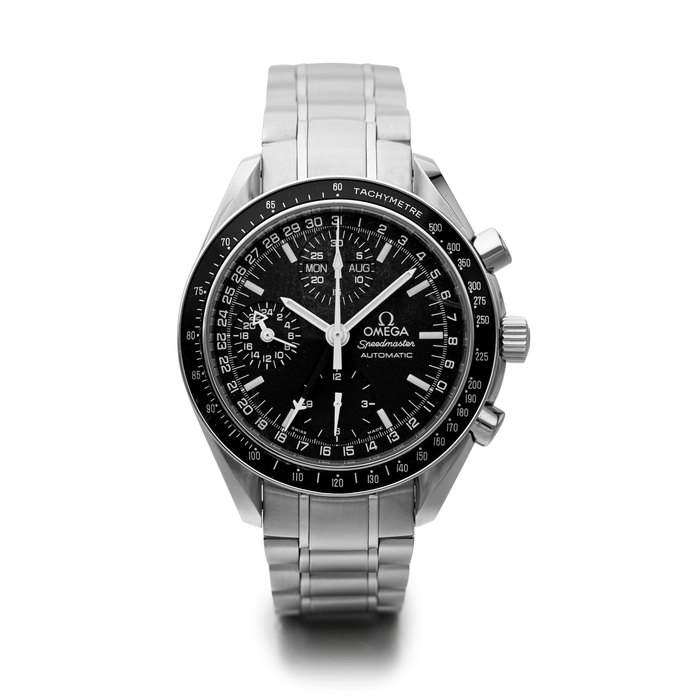 OMEGA | SPEEDMASTER, A STAINLESS STEEL TRIPLE DATE CHRONOGRAPH BRACELET WATCH, CIRCA 2000