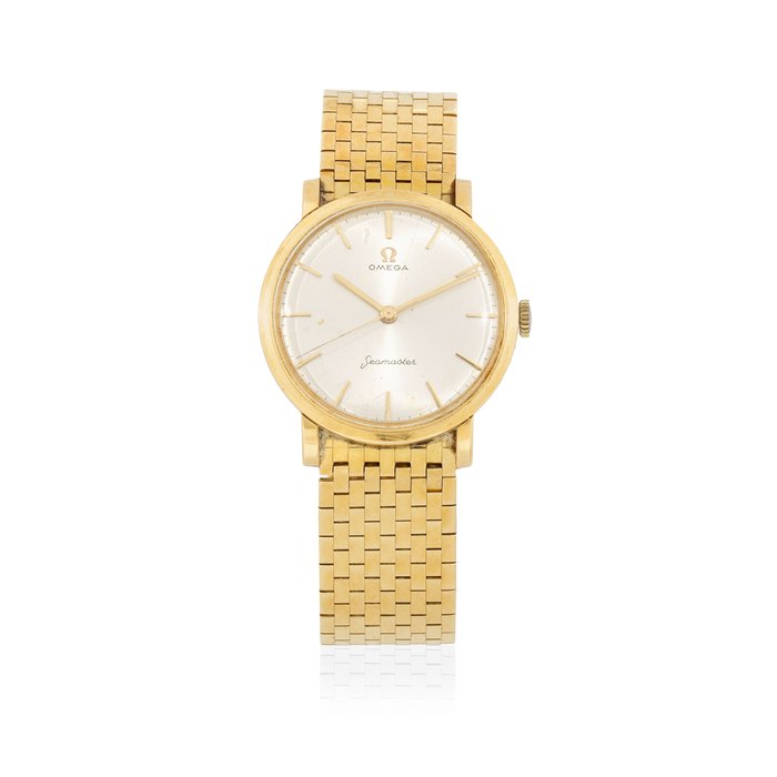 Omega. An 18K gold manual wind bracelet watch Seamaster, London Hallmark for 1959-60