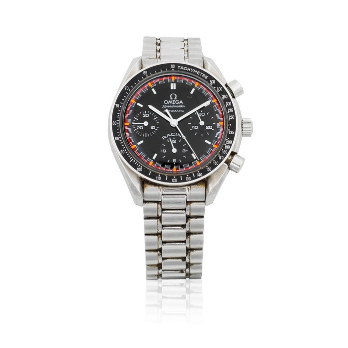 Omega. A Limited Edition stainless steel automatic chronograph bracelet watch Speedmaster Michael Schumacher Racing Edition, No.4500/6000, Ref: 3518.50, Circa 2000