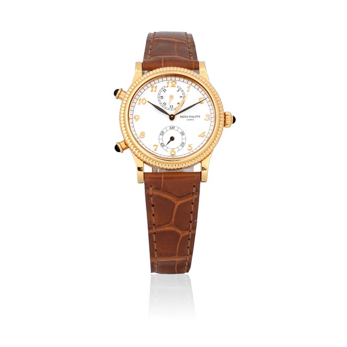 Patek Philippe. A lady's fine 18K gold manual wind wristwatch with dual time zone Travel Time, Ref: 4864R-001, Purchased 24th March 2007