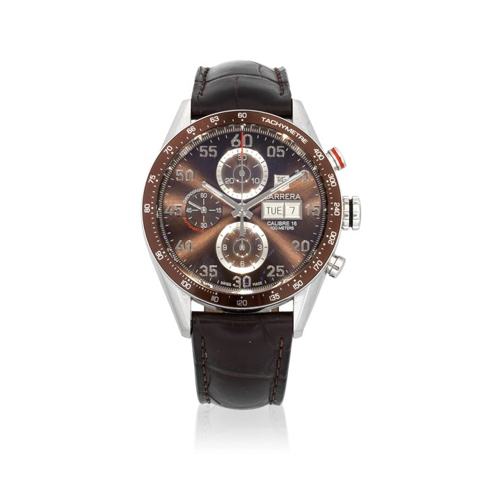 TAG Heuer. A stainless steel automatic calendar chronograph wristwatch Carrera Calibre 16, Ref: CV2A12, Purchased 21st September 2009