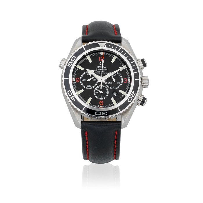 Omega. A stainless steel automatic calendar chronograph wristwatch with co-axial escapement Seamaster Planet Ocean, Ref: 29105182, Purchased 14th January 2011