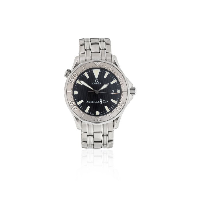Omega. A Limited Edition stainless steel automatic calendar bracelet watch Seamaster Americas Cup, Ref: 25335000, Limited Edition No.3087/9999, Purchased 20th July 2001