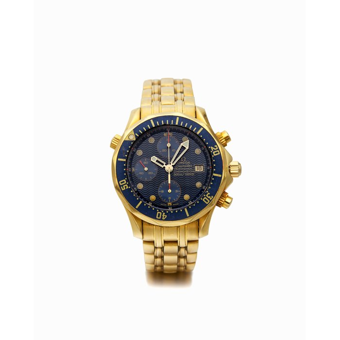 Omega | Seamaster 300m Diver Chrono, A Yellow Gold Chronograph Bracelet Watch with Date, circa 2000