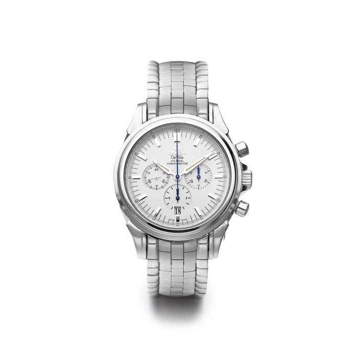 Omega | De Ville Co-Axial Chronogarph, A STAINLESS STEEL CHRONOGRAPH BRACELET WATCH WITH DATE, CIRCA 2000