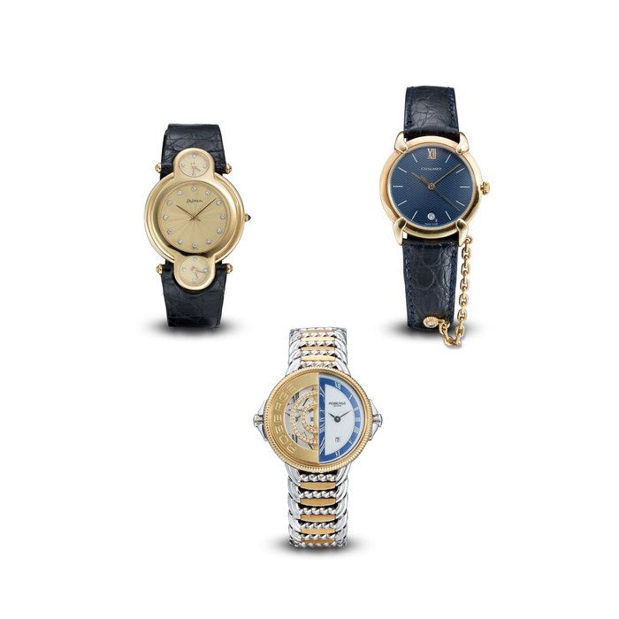 Chaumet, Delaneau, Roberge | A Group of Three Yellow Gold Wristwatches, circa 2000