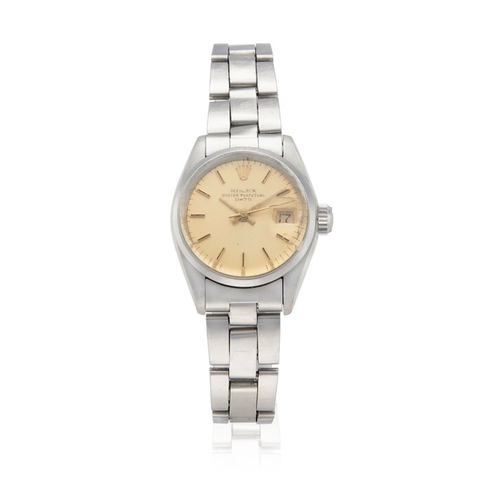 ROLEX. A STAINLESS STEEL LADY'S CALENDAR BRACELET WATCH Oyster Perpetual Date, Ref: 6516, c.1967