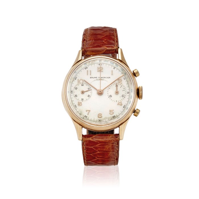 BAUME AND MERCIER. AN 18K GOLD MANUAL WIND CHRONOGRAPH WRISTWATCHRef: 3920, c.1940s