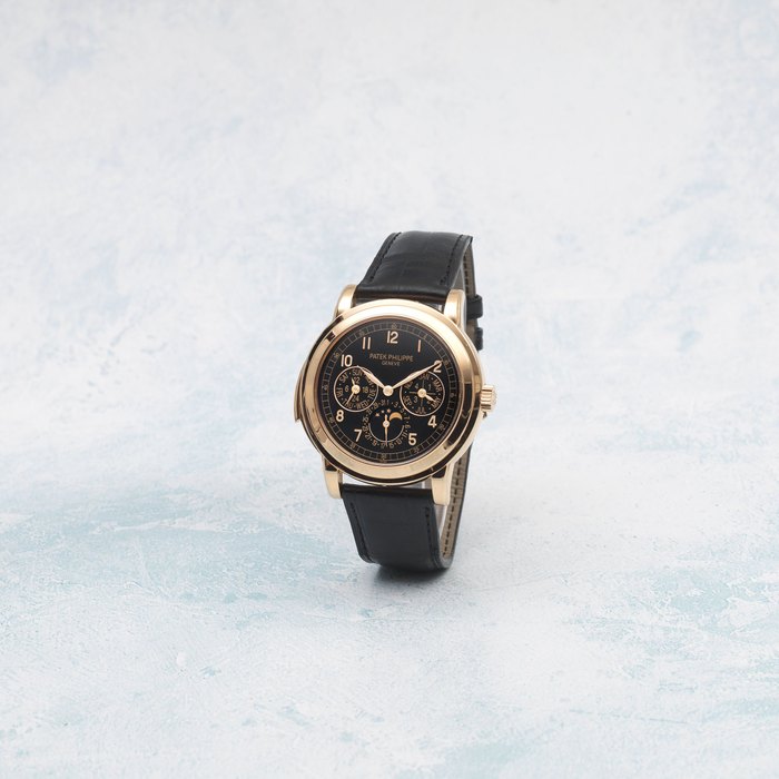 Patek Philippe. An exceptionally fine and very rare 18K rose gold automatic minute repeating perpetual calendar wristwatch with moon phase, leap year, 24-hour indication and additional solid case back Ref: 5074R-001, Purchased 20th June 2009