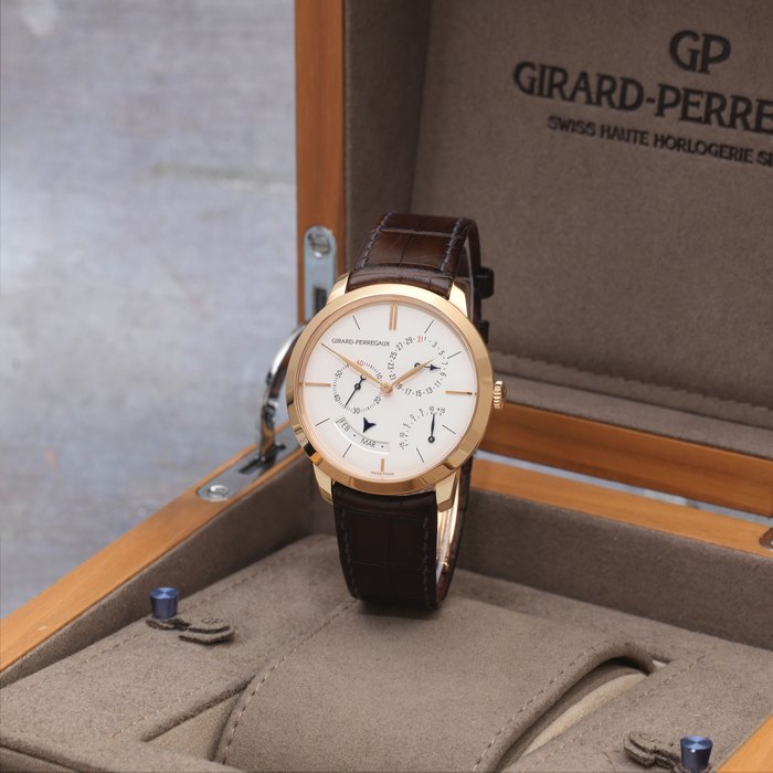 Girard-Perregaux. An 18K gold automatic annual calendar wristwatch with equation of time OR.No.6, Ref: 49538, Purchased 8th March 2018