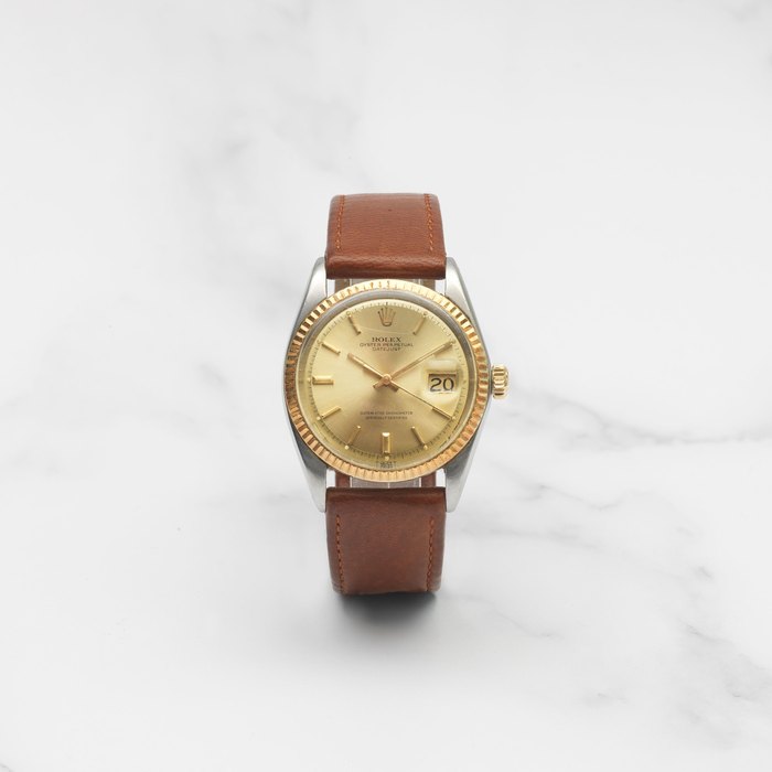 ROLEX. MONTRE BRACELET EN OR ET ACIER AVEC DATE MOUVEMENT AUTOMATIQUE ROLEX. A STAINLESS STEEL AND GOLD AUTOMATIC CALENDAR WRISTWATCH Datejust, Ref: 1601, Circa 1985