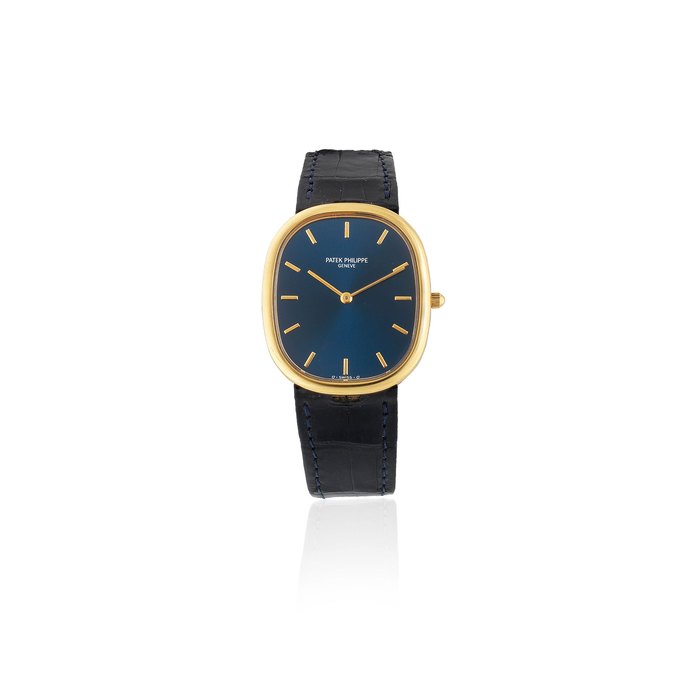 Patek Philippe. An 18K gold automatic oval wristwatch with sigma dial Ellipse, Ref: 3738/100, Purchased 8th July 2000