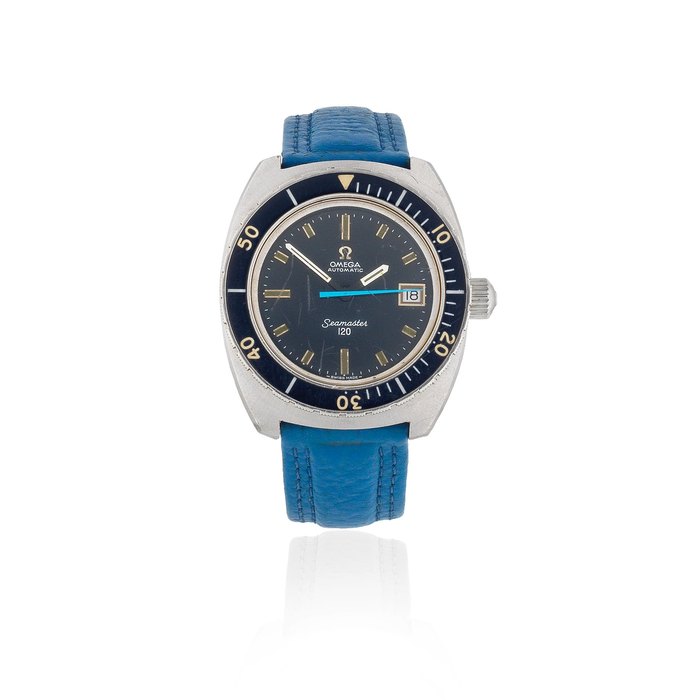 Omega Omega. A stainless steel automatic calendar wristwatch previously owned by a Royal Navy Diver Seamaster 120, Ref: 166.088, Circa 1966, Price & Market Data