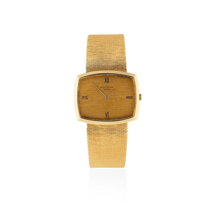 Patek Philippe. An 18K gold manual wind cushion form bracelet watch Gondolo, Ref: 3528/1, Circa 1970