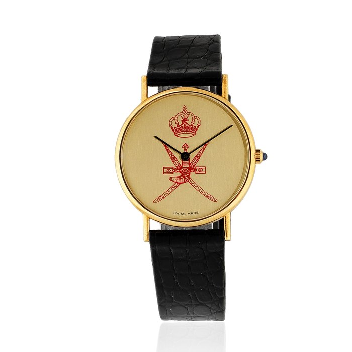 Chopard for Kutchinsky. An 18K gold quartz wristwatch with emblem of Oman Ref: 1091, Circa 1990