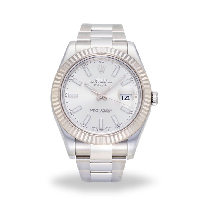 ROLEX. A STAINLESS STEEL AND 18K WHITE GOLD AUTOMATIC CALENDAR BRACELET WATCH Datejust II, Ref: 116334, Sold 17th May, 2013