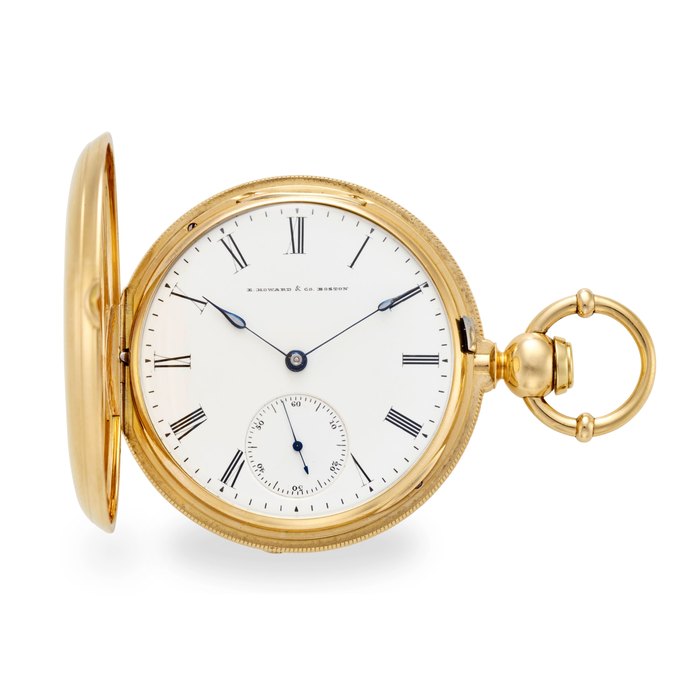 E. HOWARD & CO., BOSTON. A RARE 18K GOLD HUNTER CASED LEVER WATCH WITH COLE'S ESCAPEMENT Series III, 1860's