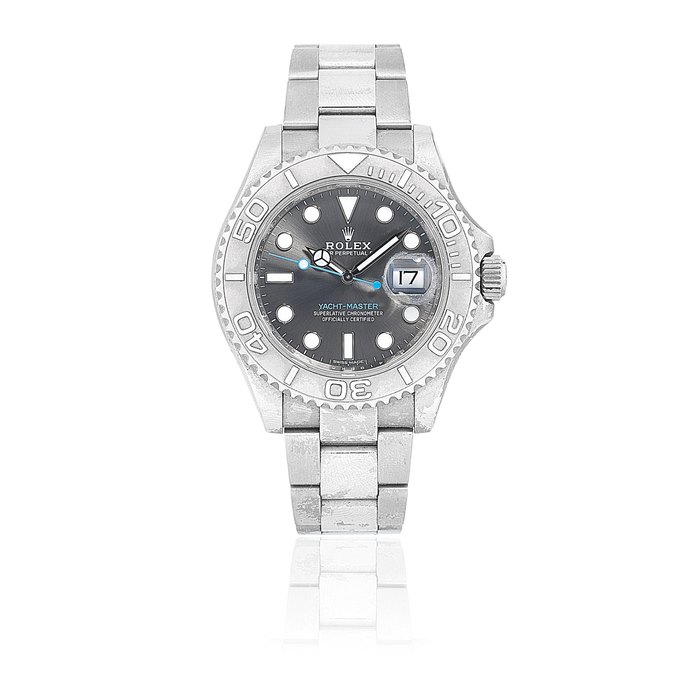 Rolex Rolex. A stainless steel and platinum automatic calendar bracelet watch Yacht-Master, Ref: 116622, Purchased 19th July 2016, Price & Market Data