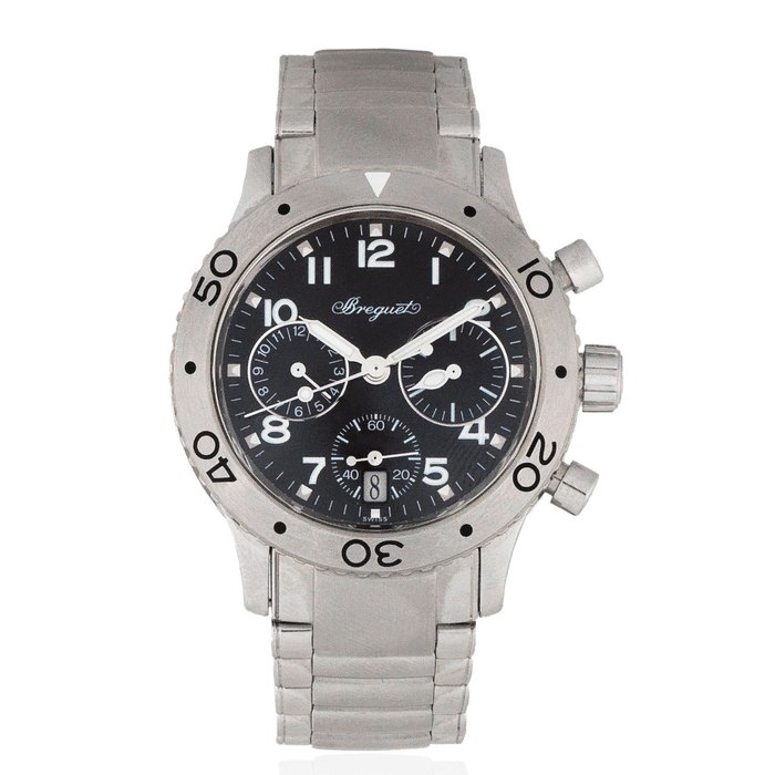 Breguet. A lady's stainless steel automatic calendar chronograph bracelet watch Type XX Transatlantique, Ref: 4820, Circa 2000
