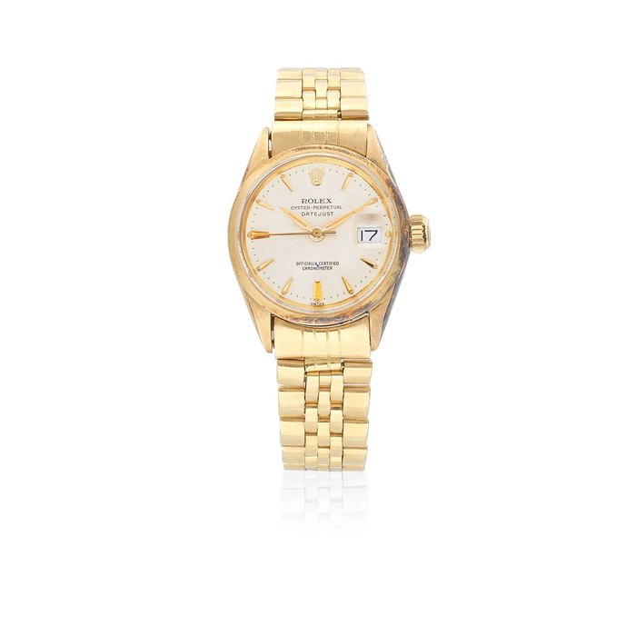 Rolex. A lady's 18K gold automatic calendar bracelet watch Datejust, Ref: 6516/6517, Circa 1963