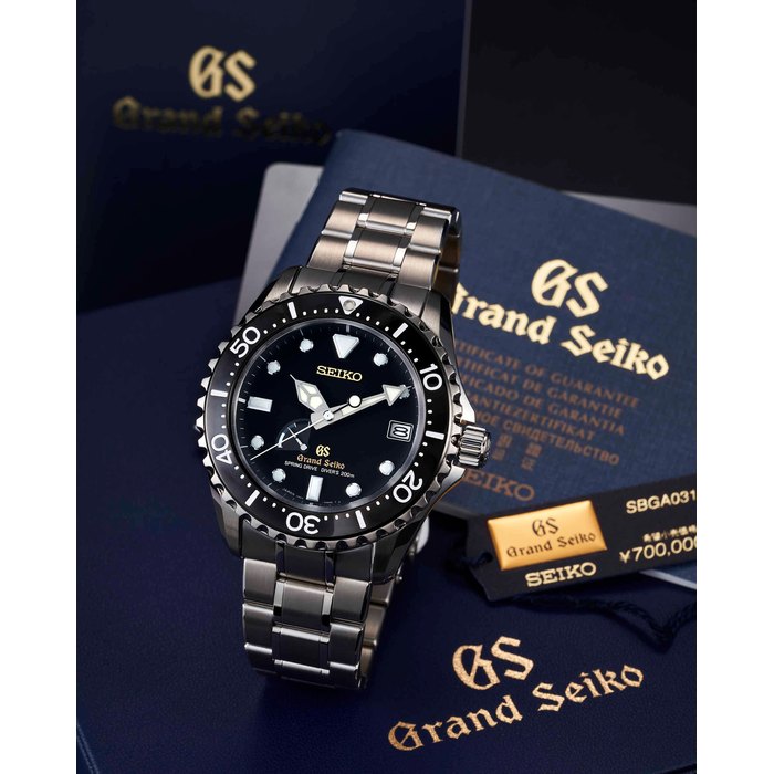 Grand Seiko. A Titanium Automatic Diver's Calendar Bracelet Watch, 'Spring Drive', Ref.SBGA031, No.420042, With Guarantee, Manual and Box