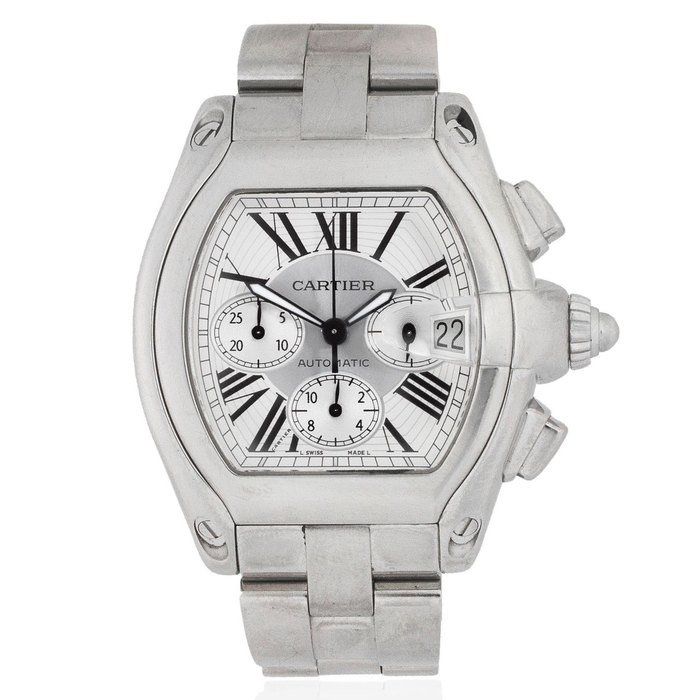 Cartier Cartier. A stainless steel automatic calendar chronograph bracelet watch Roadster, Ref: 2618, Circa 2005