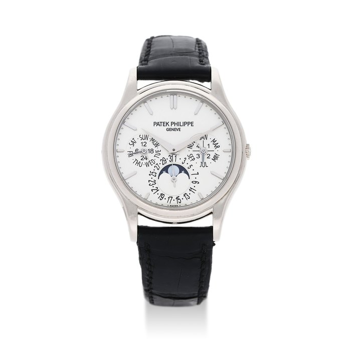 Patek Philippe. A White Gold Perpetual Calendar Wristwatch, Ref. 5140G, #3679609, With box, certificate, case back, and 1 setting pin