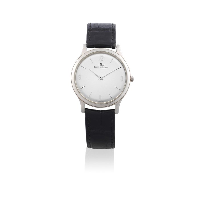 Jaeger-LeCoultre. A platinum manual wind thin wristwatch Master Control 1000 Hours Ultra Thin, Ref: 145.6.79, Limited Edition No.0035, Purchased 7th September 2000