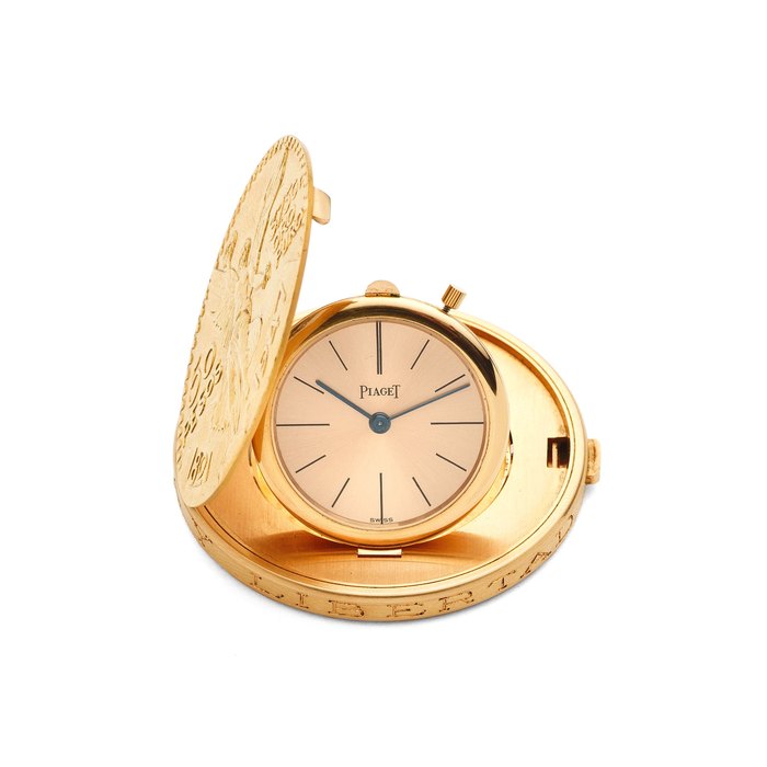 Piaget. An 18K gold manual wind concealed 50 Pesos coin watch Circa 1980