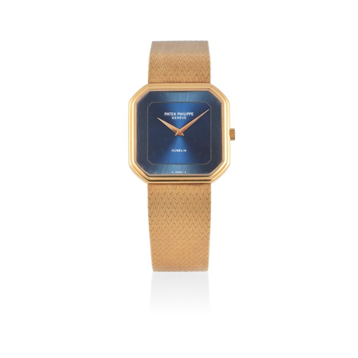 Patek Philippe. An 18K gold manual wind octagonal bracelet watch retailed by Gübelin Ref: 3854/1, Circa 1972
