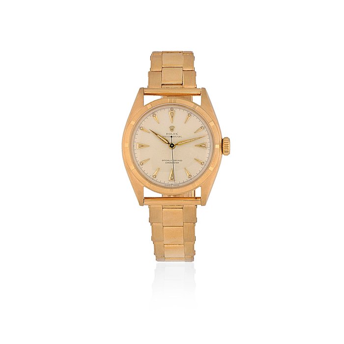 Rolex. An 18K gold automatic bracelet watch Oyster Perpetual, Ref: 6085, Circa 1962