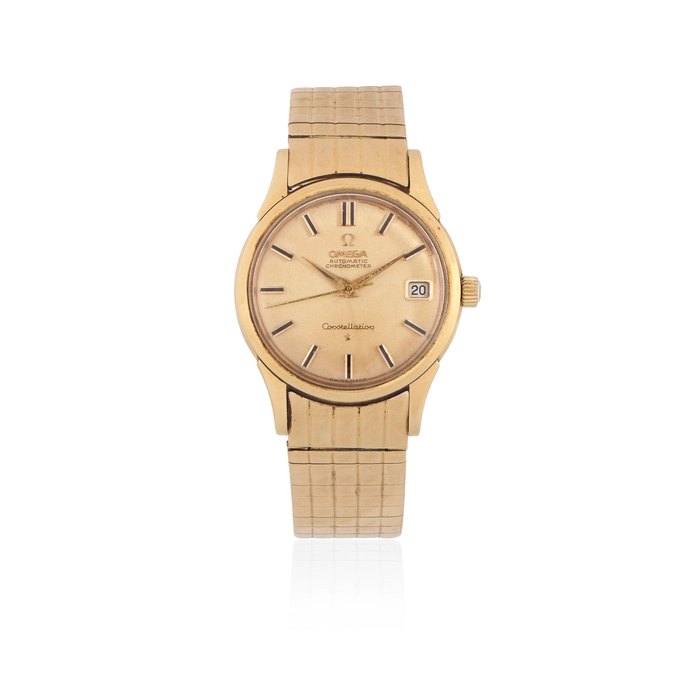 Omega. An 18k gold automatic calendar bracelet watch Constellation, Ref: 886, Birmingham Hallmark for 1961
