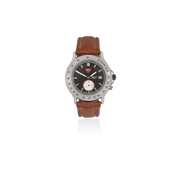 Chopard. A Limited Edition stainless steel quartz calendar chronograph drivers wristwatch Mille Miglia, Ref: 8182, Competitor Edition No.155, 1991