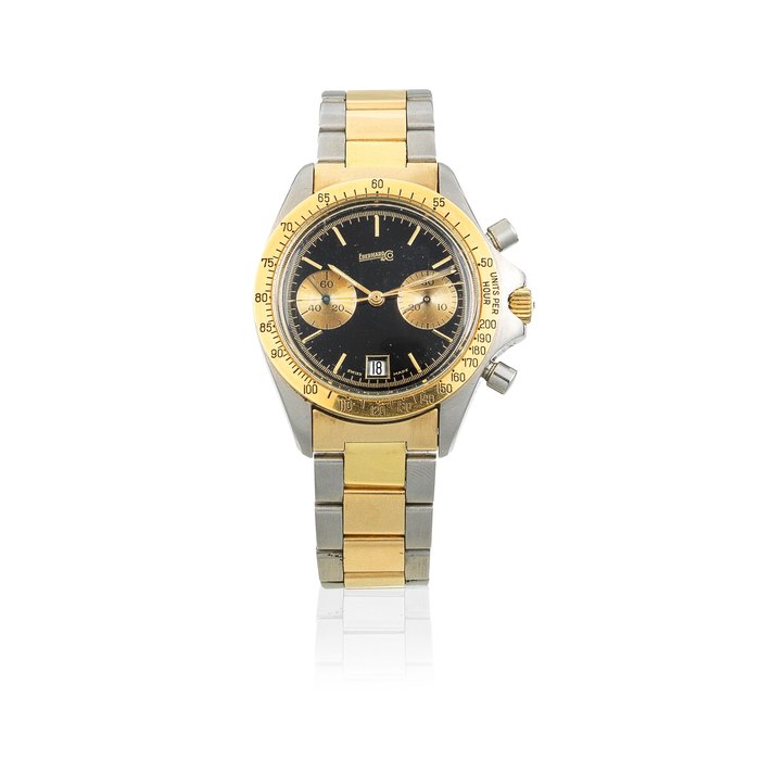 Eberhard & Co. A stainless steel and gold manual wind calendar chronograph bracelet watch Circa 2000