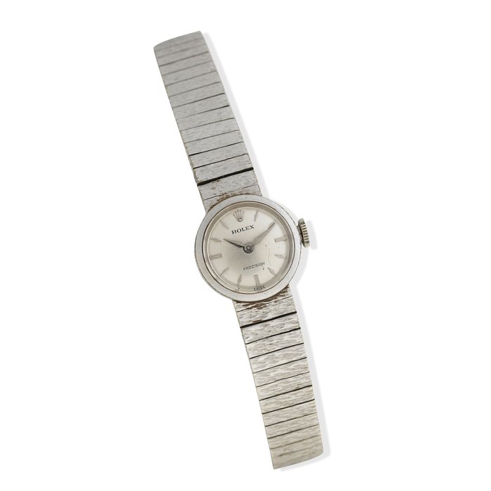 Rolex: A lady's 9k white gold bracelet manual wind wristwatch Precison, London 1967