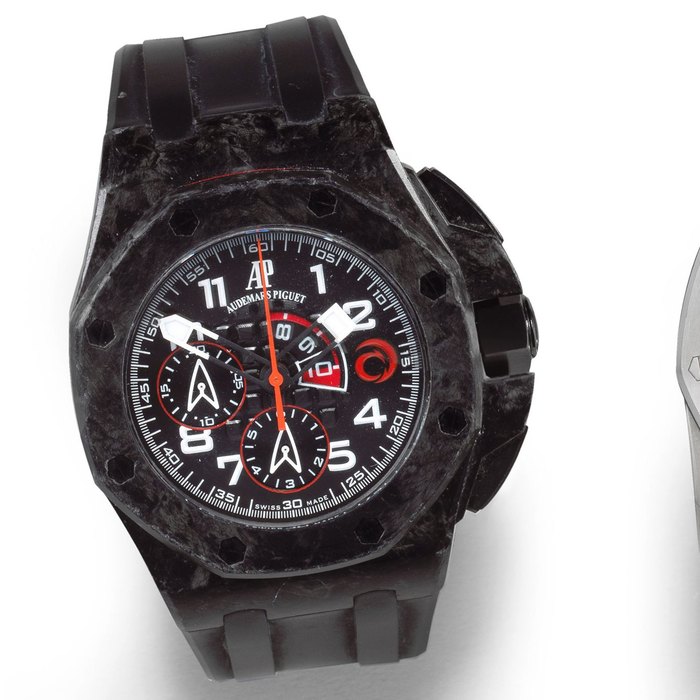 Audemars Piguet. A Limited Edition carbon fibre automatic flyback chronograph wristwatch with regatta count down Royal Oak Offshore Alinghi Team, Limited Edition No.261/1300, Ref: 26062FS.OO.A002CA.01, Sold 29th June 2007
