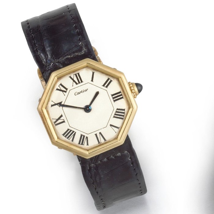 Jaeger-LeCoultre Cartier. A lady's 18k gold manual wind octagonal wristwatch London Hallmark for 1976