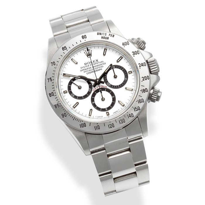 Zenith Rolex. A stainless steel automatic chronograph bracelet watch Cosmograph Daytona 'Zenith Inverted 6', Ref: 16520, Circa 1991, Price & Market Data
