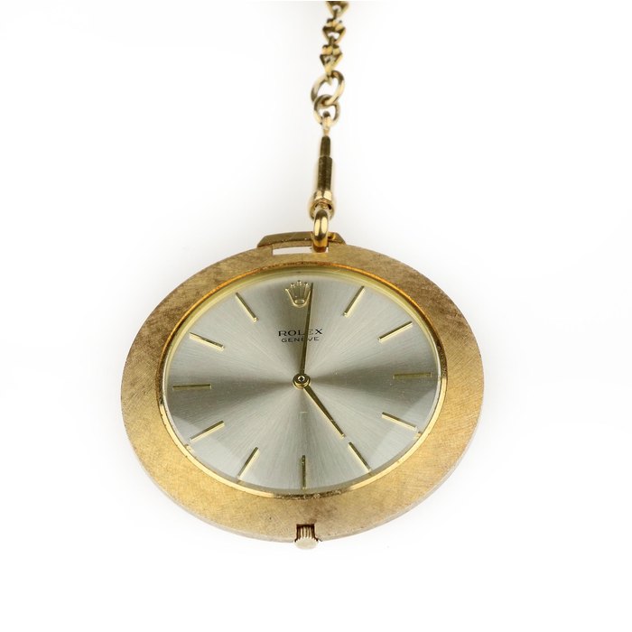 Rolex. An 18K gold keyless wind open face pocket watch Benvenuto Cellini, Ref: 3608J, Circa 1980