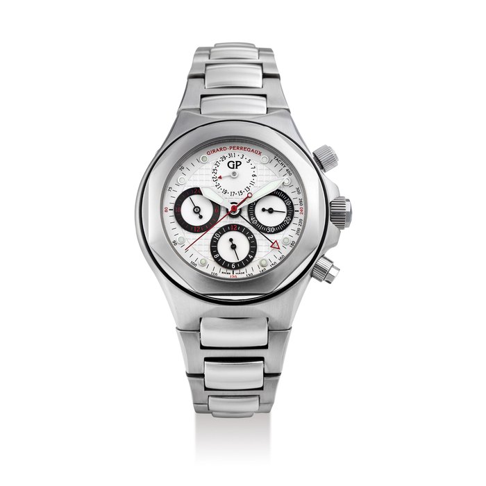 Girard-Perregaux Girard Perregaux. A Stainless Steel Chronograph Bracelet Watch, Ref. 80180, With Box and Certificate