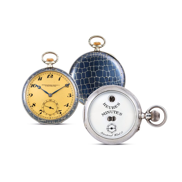 IWC Two IWC Open-Face Pocket Watches. A silver pocket watch, no.30930, A silver Lepine Lentille Pocket Watch, No.809782, with 2 IWC information Sheets