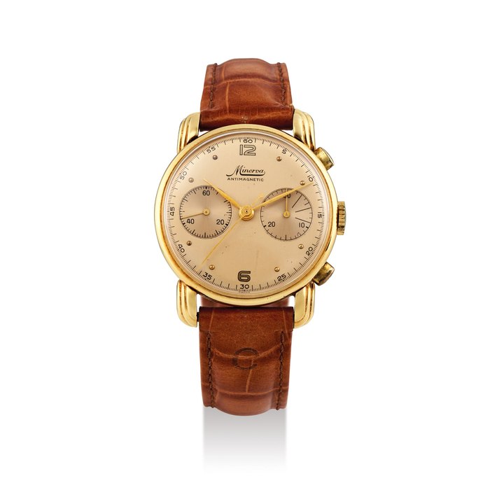  Minerva. A 18K Gold Chronograph Wristwatch, Price & Market Data