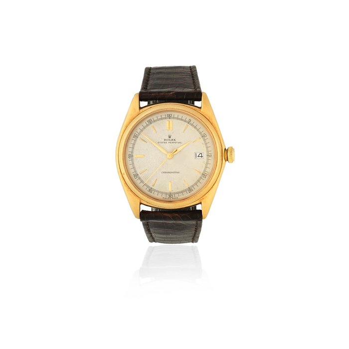 Rolex Rolex. An 18K gold automatic calendar bubble back wristwatch Oyster Perpetual Chronomètre 'Ovettone', Ref: 4467, Circa 1946, Price & Market Data