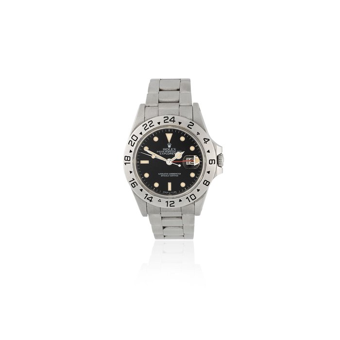 Rolex. A stainless steel automatic calendar bracelet watch Explorer II, Ref: 16550, Circa 1984
