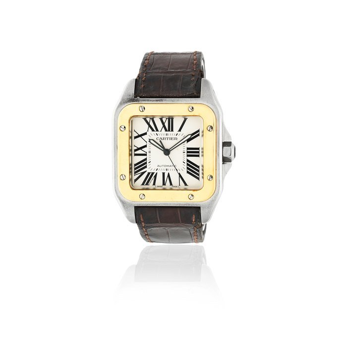 Cartier Cartier. A stainless steel and gold automatic wristwatch Santos 100, Ref: 2656, Circa 2005