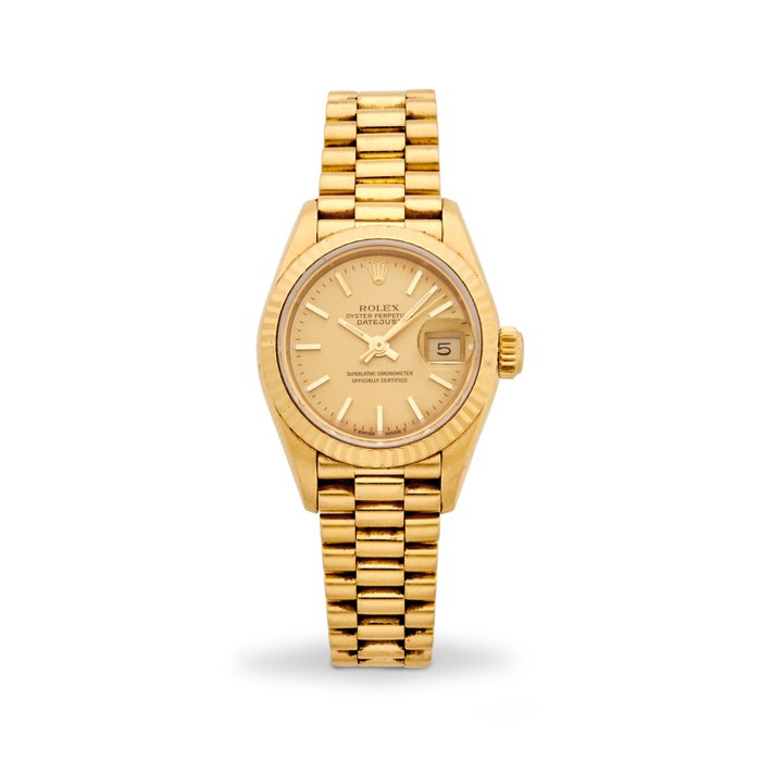 Rolex. An 18K gold lady's automatic calendar bracelet watch Oyster Perpetual Datejust, Ref: 69178, Circa 1991