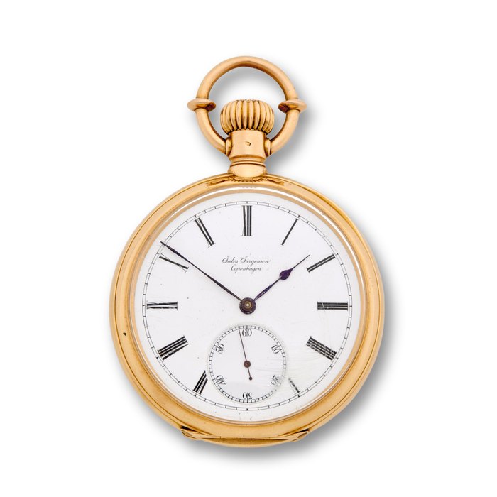 Jules Jurgensen, Copenhagen. A fine 18K rose gold openface keyless lever watch1880's