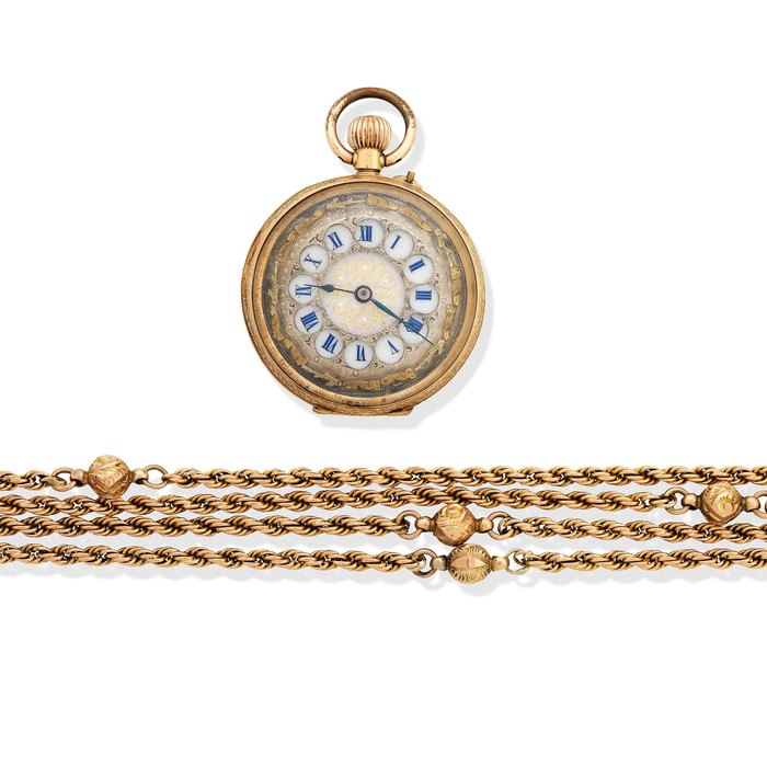 A late 19th early 20th century 18ct gold keyless fob watch